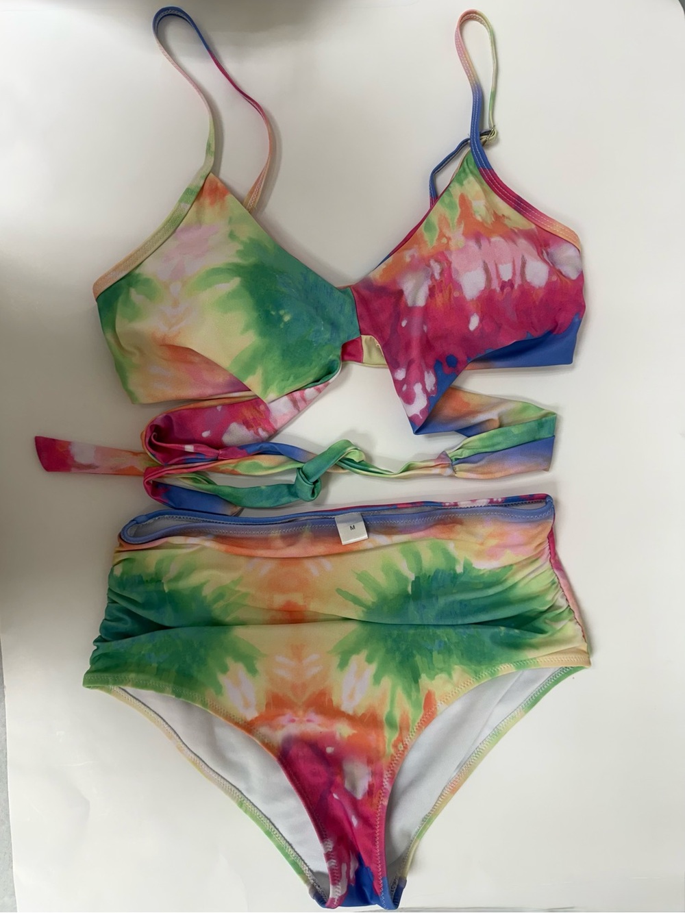 Tie-Dye Two-Piece Bikini Set in Rainbow Colors